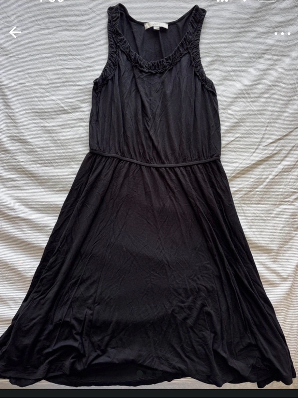 LOFT Black Sleeveless Ruffle-Trim Dress